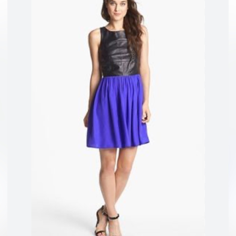 Amanda Uprichard Lamb Leather Silk Combo Color Block Dress Size Medium